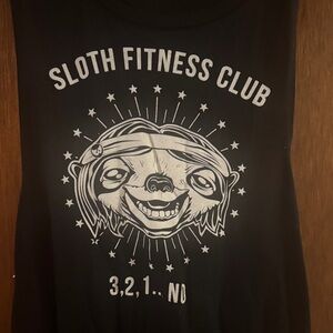 Sloth Fitness Club Black Tank Top